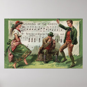 Tragen der grünen Sheetmusic Poster