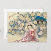 Tragen einer Blume im Kopf Postkarte (Vorne/Hinten)