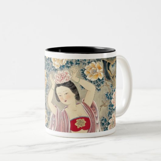 Tragen einer Blume im Kopf Zweifarbige Tasse (VorderseiteRechts)