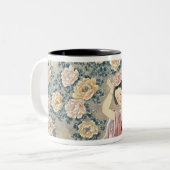 Tragen einer Blume im Kopf Zweifarbige Tasse (Vorderseite Links)