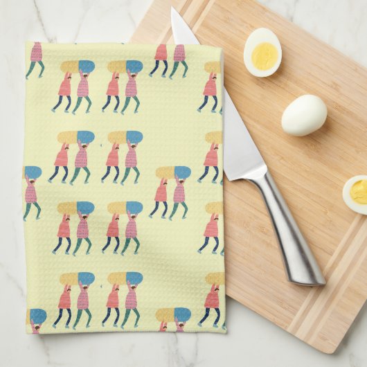 Tragen eines Pillen-Musters Geschirrtuch (Viertel Falte)