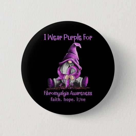 Tragen Lila Gnomes Ribbon Fibromyalgie Bewusstsein Button (Vorderseite)