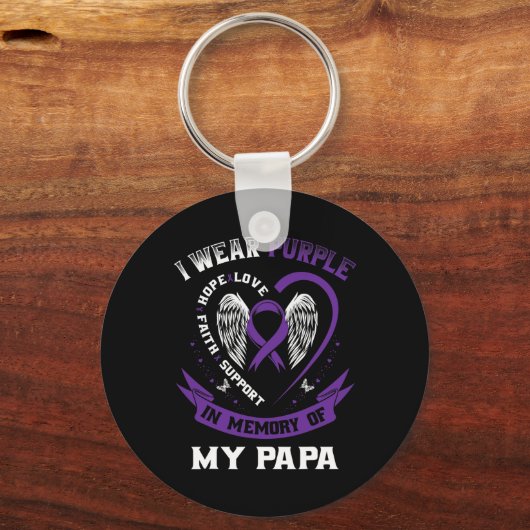 Tragen Lila in Erinnerung an meinen Papa-Bauchspei Schlüsselanhänger (Vorderseite)