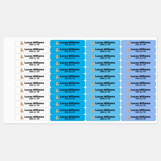 tragen personalisierten Namen und Telefonnummer ei Etiketten (Blatt)