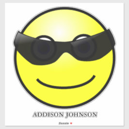 Tragen Shades Fun Emoji Yellow Face Name 14" Aufkleber