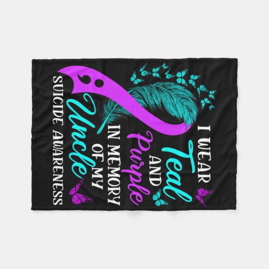 Tragen Sie Aquamarin in Erinnerung an meinen Onkel Fleecedecke (Vorderseite (Horizontal))