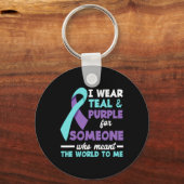 Tragen Sie Aquamarin und Lila für jemanden, den ic Schlüsselanhänger (Vorderseite)