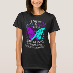 Tragen Sie Aquamarin und Lila glücklich Selbstmord T-Shirt