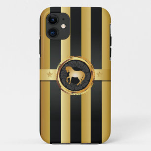 Tragen Sie Art-Schwarz-Streifen-GoldpferdiPhone 5 Case-Mate iPhone Hülle