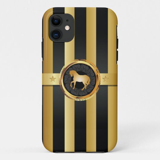 Tragen Sie Art-Schwarz-Streifen-GoldpferdiPhone 5 Case-Mate iPhone Hülle (Rückseite)