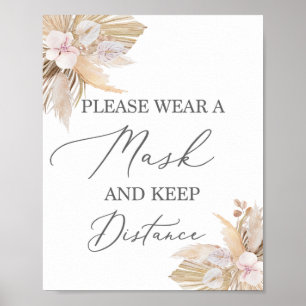 Tragen Sie bitte ein Pampas-Grasschild mit Maske Poster