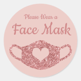 Tragen Sie bitte eine Rose mit Gesichtsmaske Gold  Runder Aufkleber