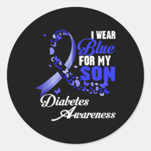 Tragen Sie Blau für meinen Sohn T1d Diabetes Aware Runder Aufkleber