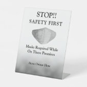 Tragen Sie ein Gesicht Maske Gray Business Sockelschild (Vorderseite)