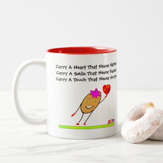 Tragen Sie ein Herz, das nie hasst Zweifarbige Tasse (Mit Donut)