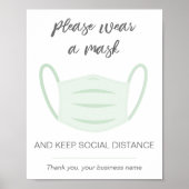 Tragen Sie ein maskierendes Geschäftszeichen sozia Poster (Vorne)