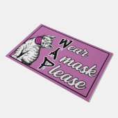 Tragen Sie eine Maske bitte matt, rosa Kätzchenmas Fußmatte (Schrägansicht)