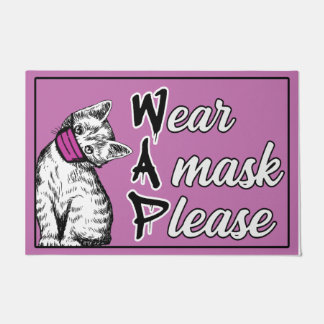 Tragen Sie eine Maske bitte matt, rosa Kätzchenmas Fußmatte