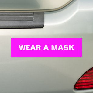 Tragen Sie eine Maske, ein magentafarbenes, minima Autoaufkleber