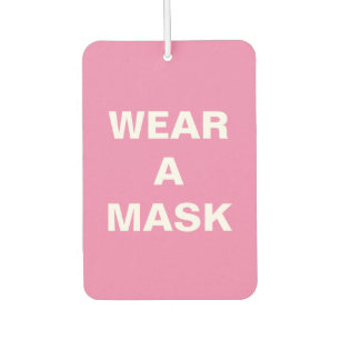 Tragen Sie eine Maske, ein rosa weißes, minimalist Autolufterfrischer