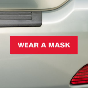 Tragen Sie eine Maske, ein rot weißes Minimalauto Autoaufkleber
