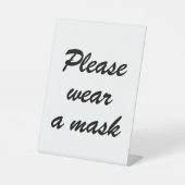 Tragen Sie eine Maske, ein schwarz-weißes, elegant Sockelschild (Vorderseite)