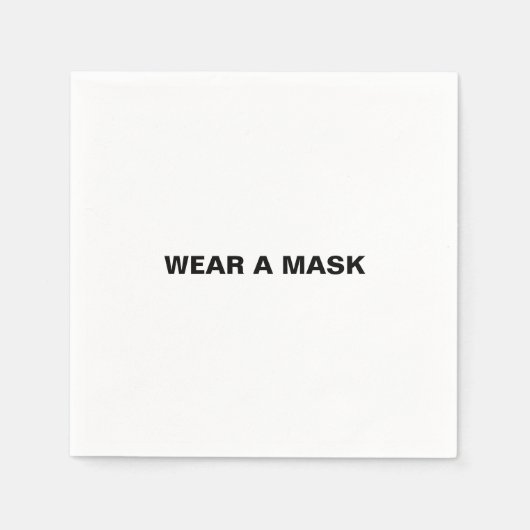 Tragen Sie eine Maske, Schwarz-weiß minimalistisch Serviette (Vorderseite)