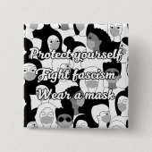 Tragen Sie eine Maske Schwarz & Weiß Stil Button (Vorderseite)