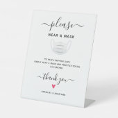 Tragen Sie eine Maske soziale Distanz einfache Hoc Sockelschild (Vorderseite)