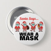 Tragen Sie eine Maske Weihnachts-Taste Button (Vorne & Hinten)