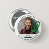 Tragen Sie Grün für das Lyme-Borreliose-Bewusstsei Button (Vorne & Hinten)