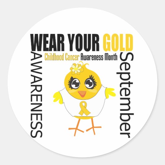 Tragen Sie Ihr Gold Childhood Cancer Awareness Mon Runder Aufkleber (Vorderseite)