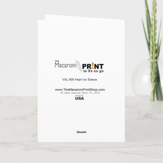 Tragen Sie Ihr Herz am Schlauch, Valentinkarte. Karte (Rückseite)