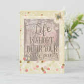 Tragen Sie Ihr Party Pants Confetti Einladung (Stehend Vorderseite)