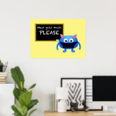 Tragen Sie Ihre Maske Bitte Chalkboard Monster Poster (Heimbüro)