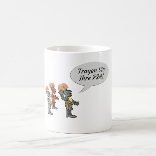„Tragen Sie Ihre PSA!“ Kaffeetasse (Mittel)