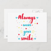 Tragen Sie immer Ihr Lächeln Motivierend Kostenvor Postkarte (Vorne/Hinten)
