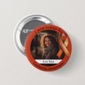 Tragen Sie Orange für das Leukämie-Bewusstseinsfot Button (Vorne & Hinten)
