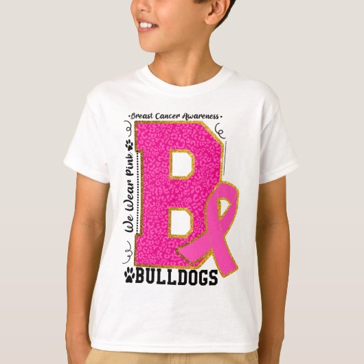 Tragen Sie Pink Bulldogs Breast Cancer Awareness B T-Shirt (Vorderseite)