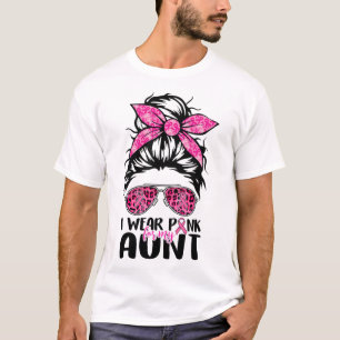 Tragen Sie Pink für meine Tante Messy Bun Breast C T-Shirt