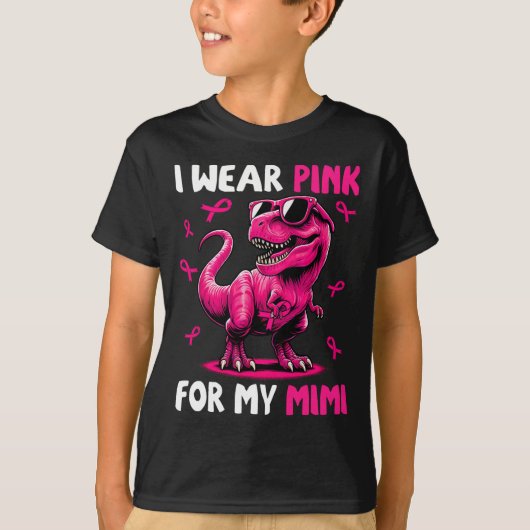 Tragen Sie Pink für meinen Mimi T-rex Dinosaurier T-Shirt (Vorderseite)