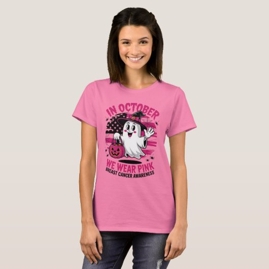 Tragen Sie Pink Ghost Halloween Brustkrebs T - Shi T-Shirt (Vorne ganz)