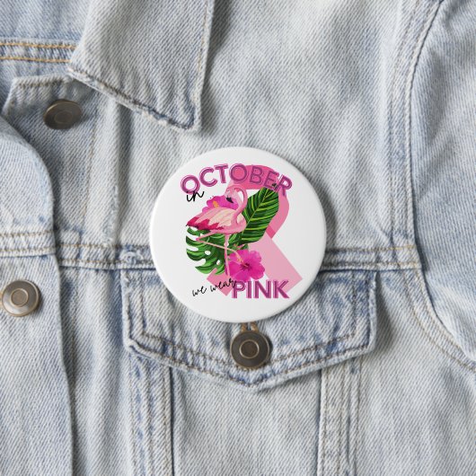 Tragen Sie Pink im Oktober Brustkrebs-Bewusstsein Button (Beispiel)