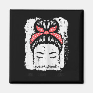 Tragen Sie Pink Messy Hairbun Breast Cancer Awaren Magnet