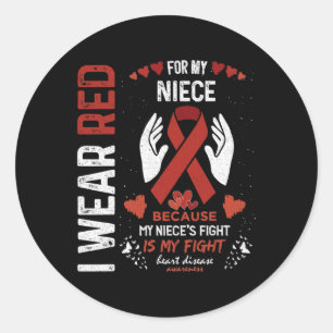 Tragen Sie Red für meine Nichte Fighter Heart Dise Runder Aufkleber
