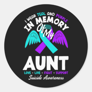Tragen Sie Teal und Purpur In Gedenken an Aunt Pre Runder Aufkleber