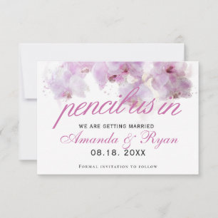 Tragen Sie uns mit Pink Orchid Watercolor Hochzeit Save The Date