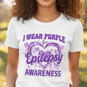 Tragen Sie violette Epilepsie-Bewusstseins-Schmett Tri-Blend Shirt