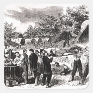 Tragen weg vom verletzten nach dem Antietam Quadratischer Aufkleber