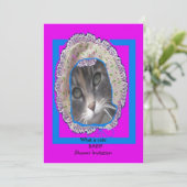 Tragende Mützen-Babyparty des Kätzchens Einladung (Stehend Vorderseite)